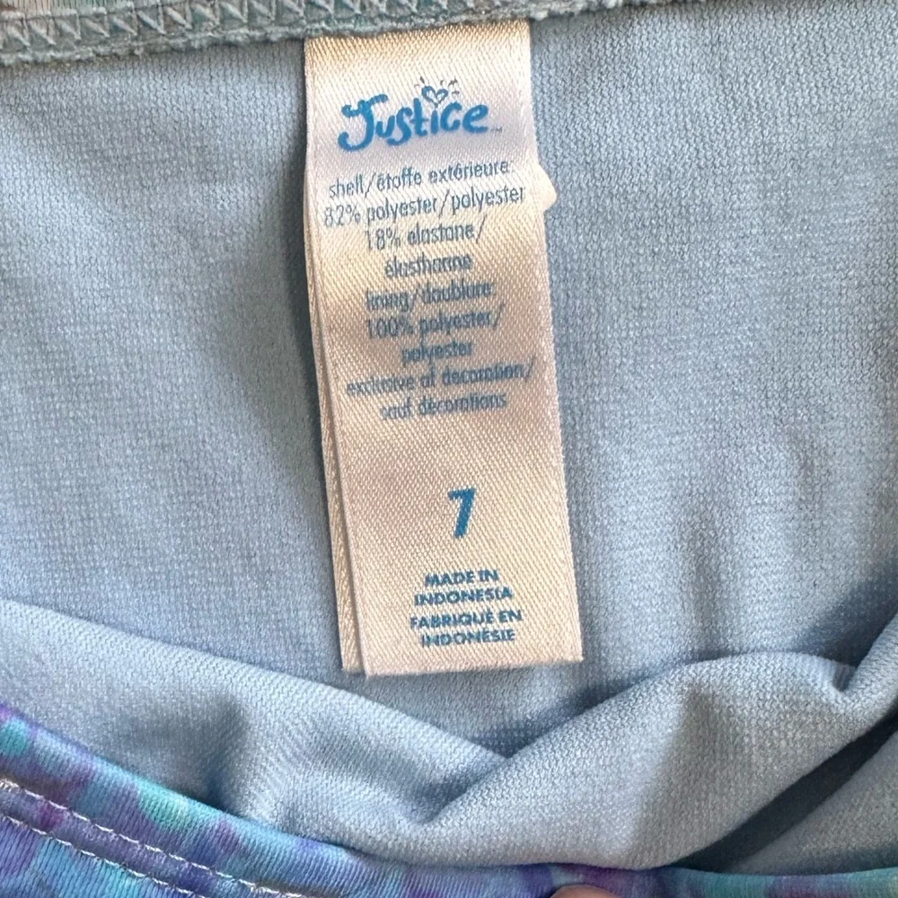 Justice Girls Size 7 Blue and Green Ruffled Bikini